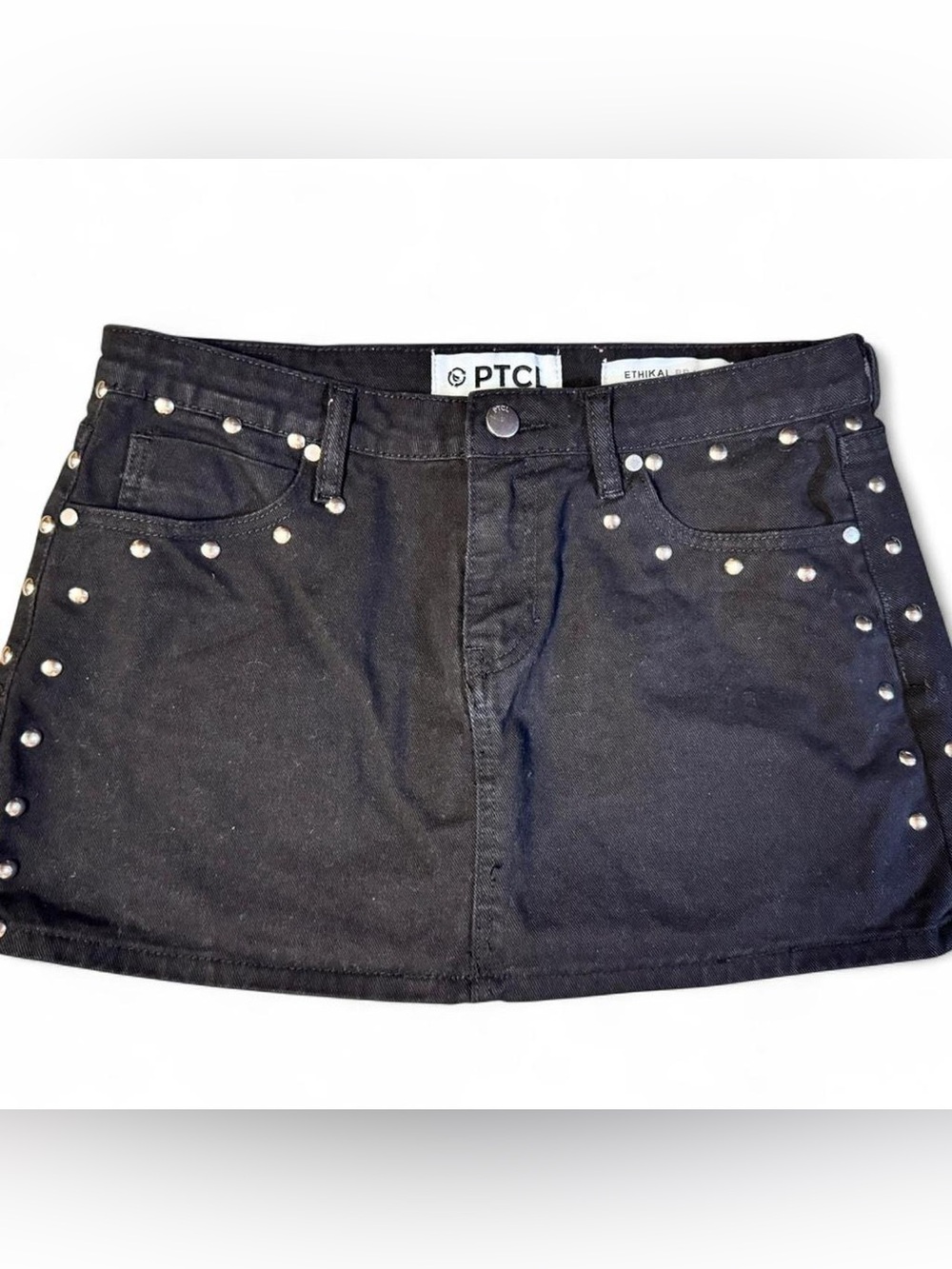 PTCL Black Denim Studded Skirt, Size M
